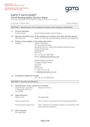 Biodegradable Surface Wipes SDS